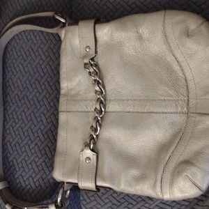 Coach Chain Duffle Crossbody Shoulder Bag in Metallic Pebbled Leather